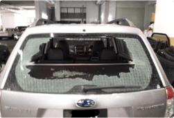 Damaged windscreen