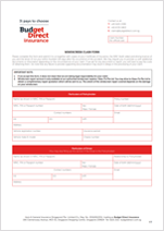 Car Insurance windscreen claim form