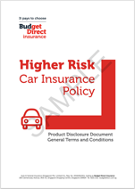 Higher Risk Car insurance product disclosure document